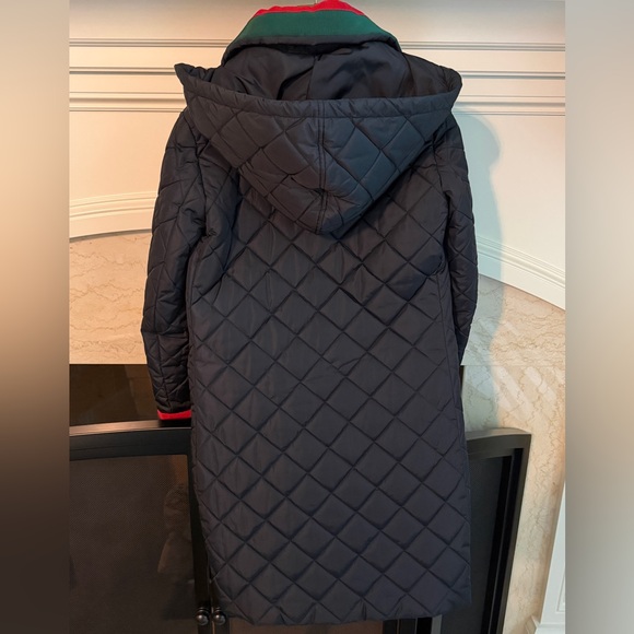 Gucci GG Web Quilted Pearl Logo Button Coat w Hood optional - Picture 3 of 6